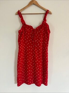 SUGARLIPS Red Polka Dot Tie-Front Sundress